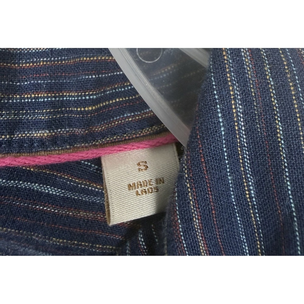 Scotch & Soda Dance All Night Shirt Mens Small Blue Stripe Linen Blend Amsterdam - Picture 6 of 10